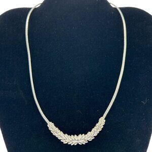 925 Sterling Silver Snake Chain Italy Leaf Design 18" Necklace